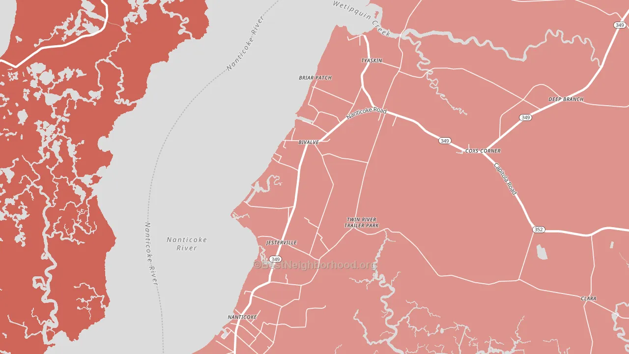 Bivalve, MD block-group political-lean map