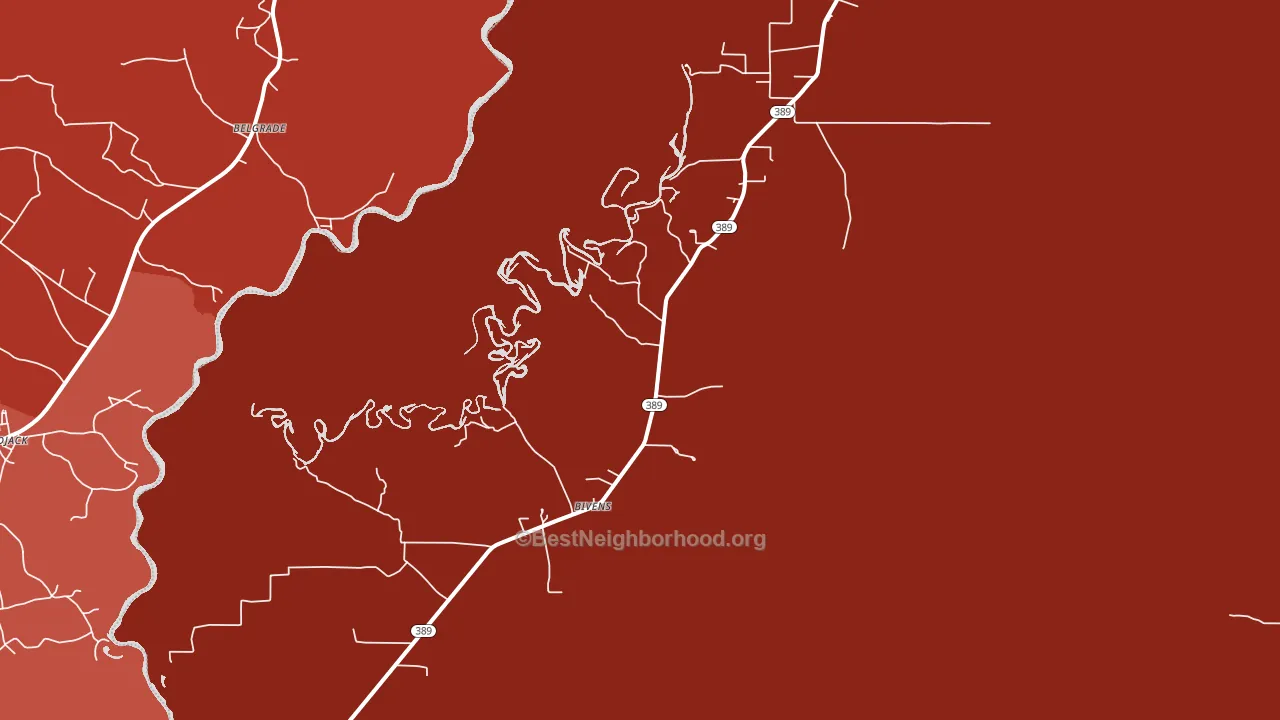 Bivens, LA block-group political-lean map