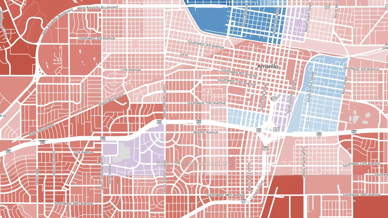 Bivins Addition, Amarillo, TX block-group political-lean map