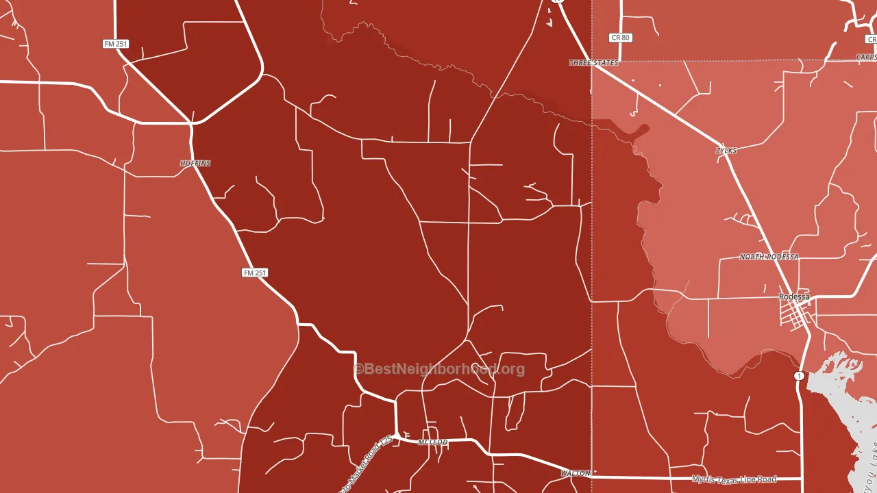 Bivins, TX block-group political-lean map