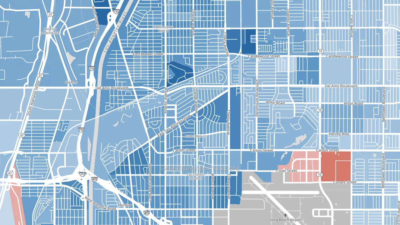 Bixby Area, Long Beach, CA block-group political-lean map