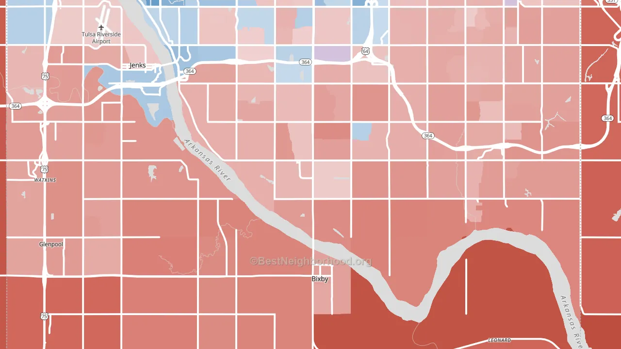 Bixby, OK block-group political-lean map