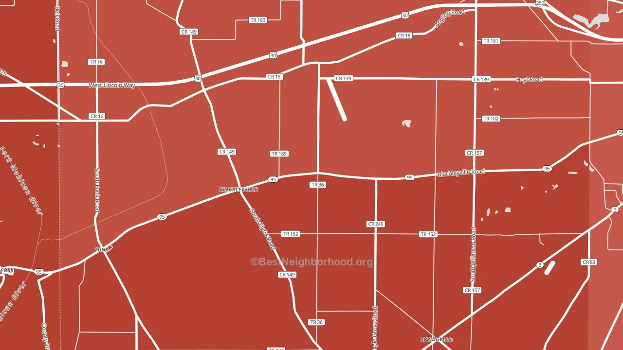 Blachleyville, OH block-group political-lean map