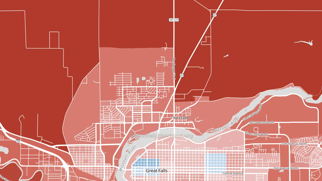 Black Eagle, MT block-group political-lean map