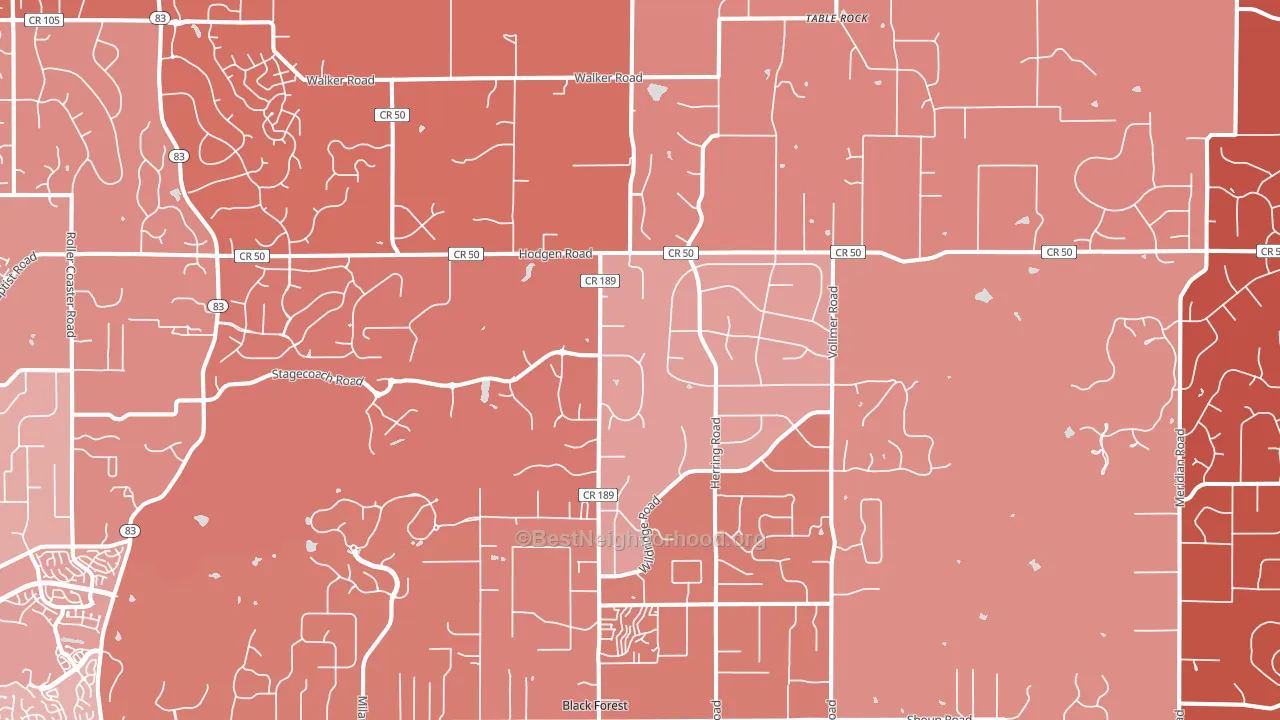 Black Forest, CO block-group political-lean map