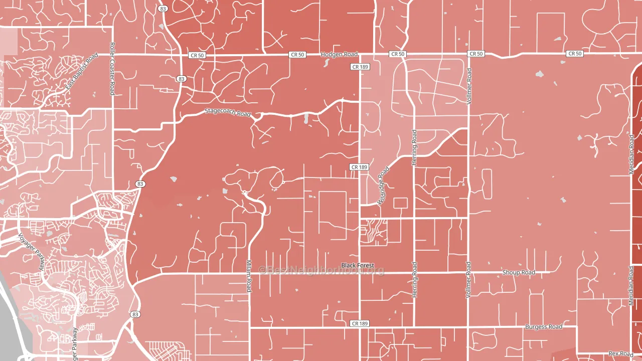 Black Forest, Colorado Springs, CO block-group political-lean map