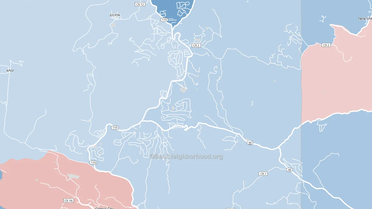 Black Hawk, CO block-group political-lean map