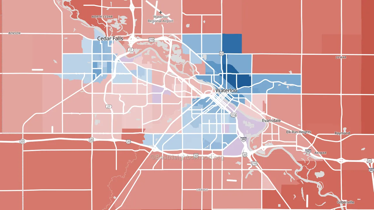 Black Hawk County, IA block-group political-lean map