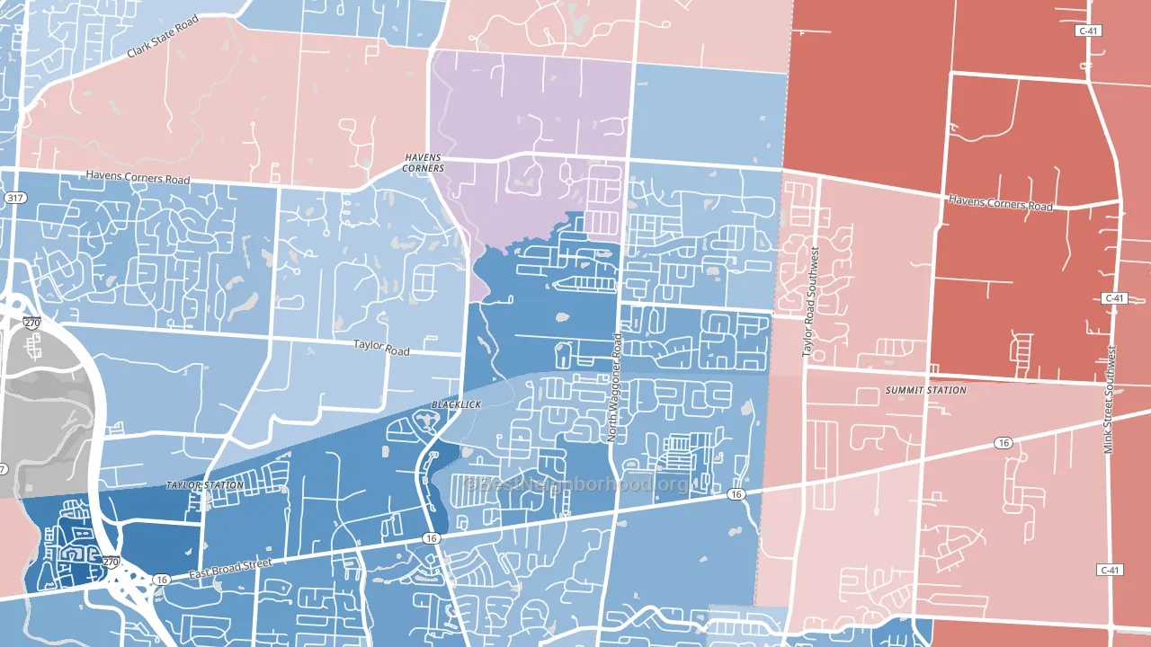 Black Lick, OH block-group political-lean map