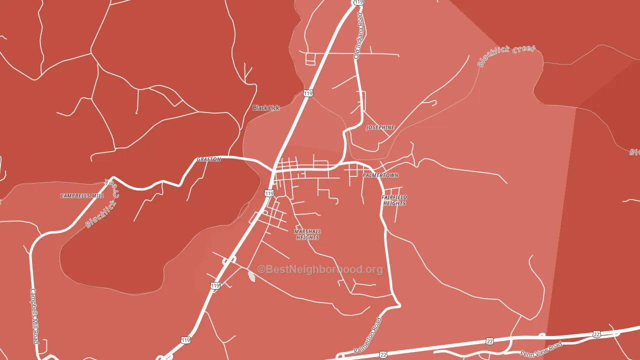 Black Lick, PA block-group political-lean map