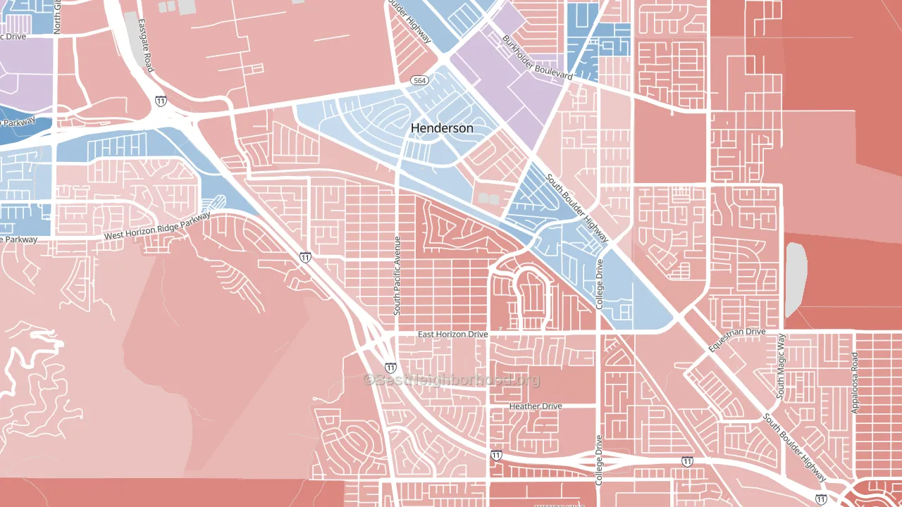 Black Mountain, Henderson, NV block-group political-lean map