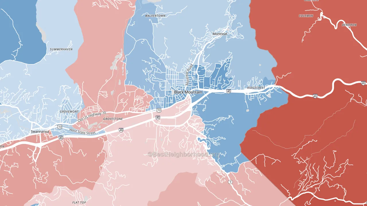 Black Mountain, NC block-group political-lean map