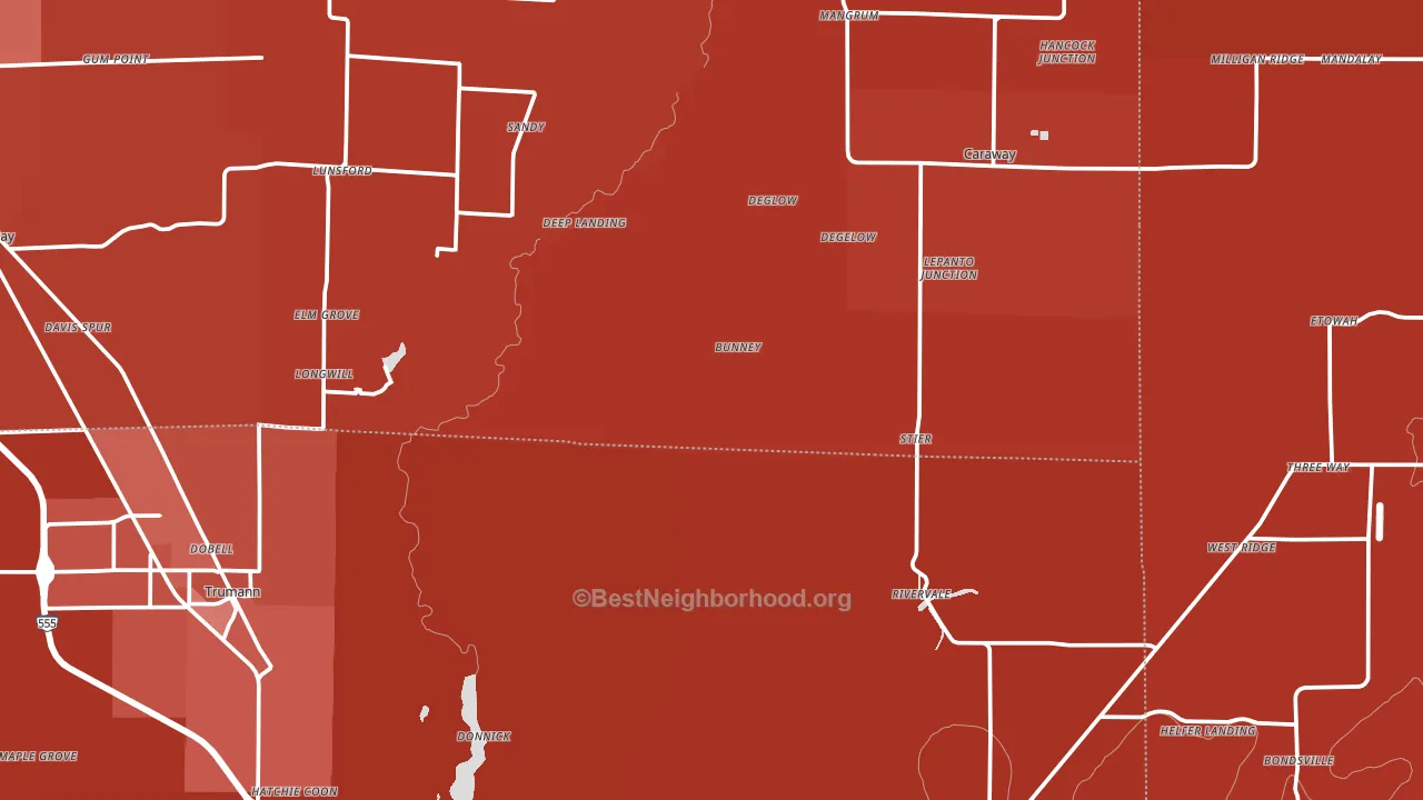 Black Oak, AR block-group political-lean map
