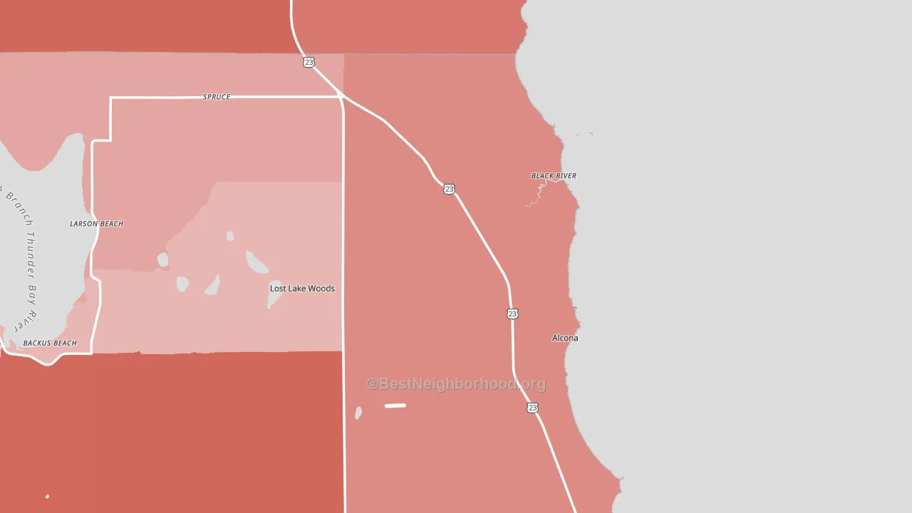 Black River, MI block-group political-lean map