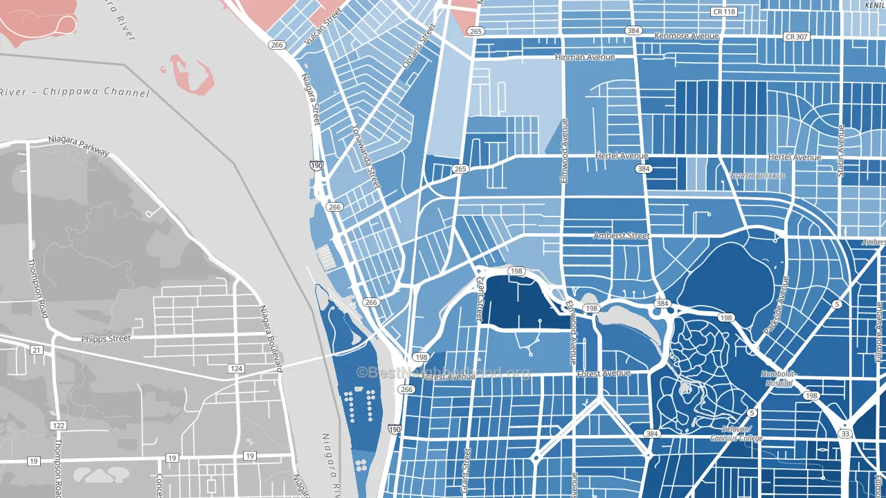 Black Rock, Buffalo, NY block-group political-lean map