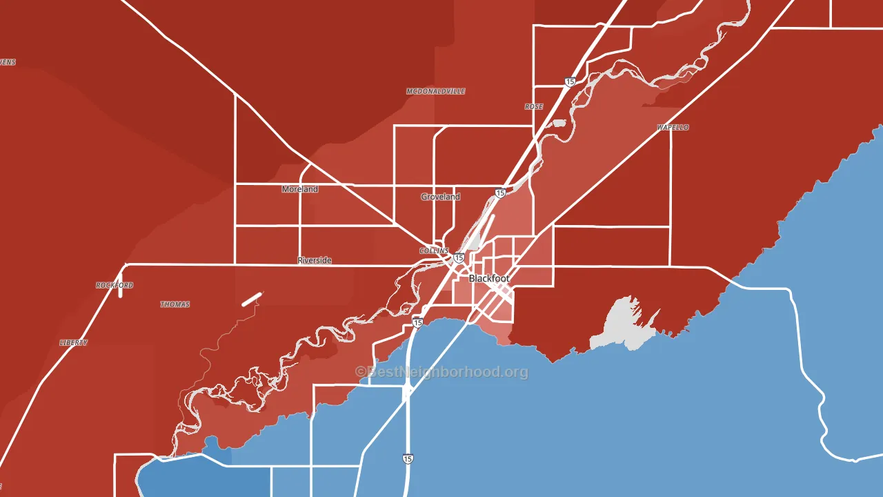 Blackfoot, ID block-group political-lean map