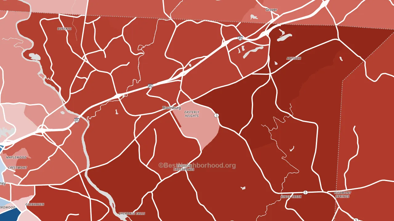 Blacksburg, SC block-group political-lean map