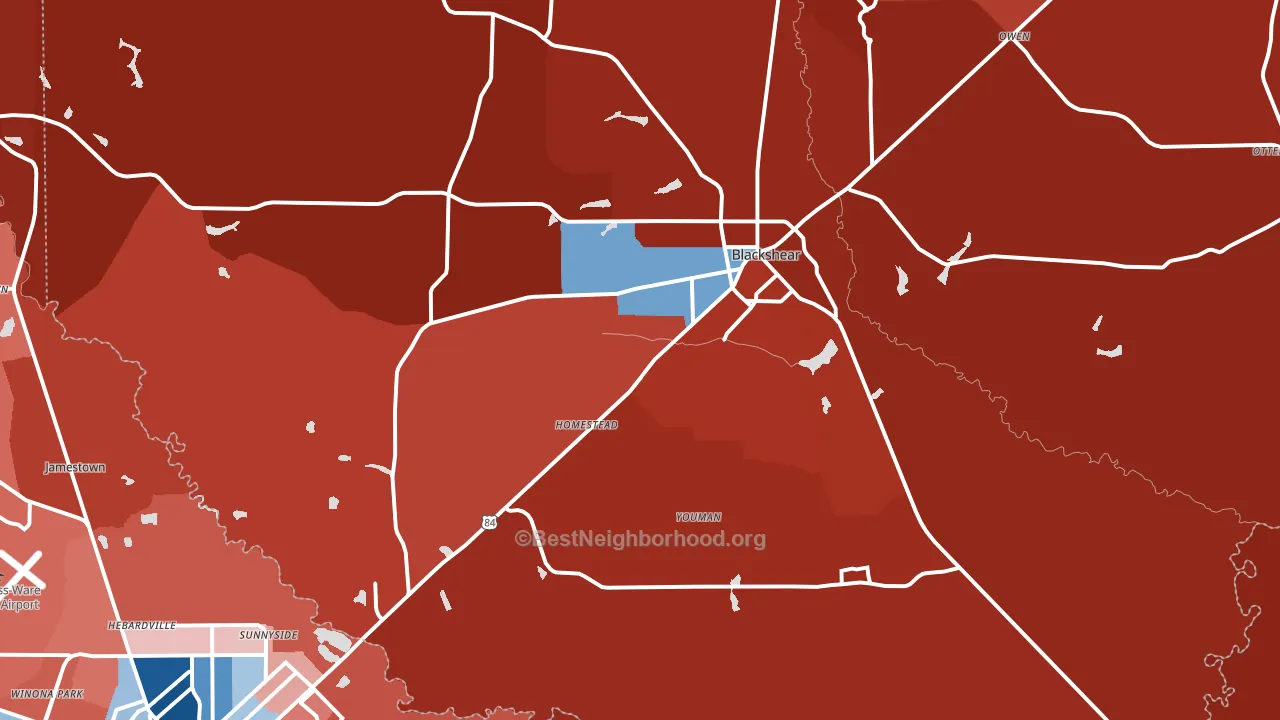 Blackshear, GA block-group political-lean map