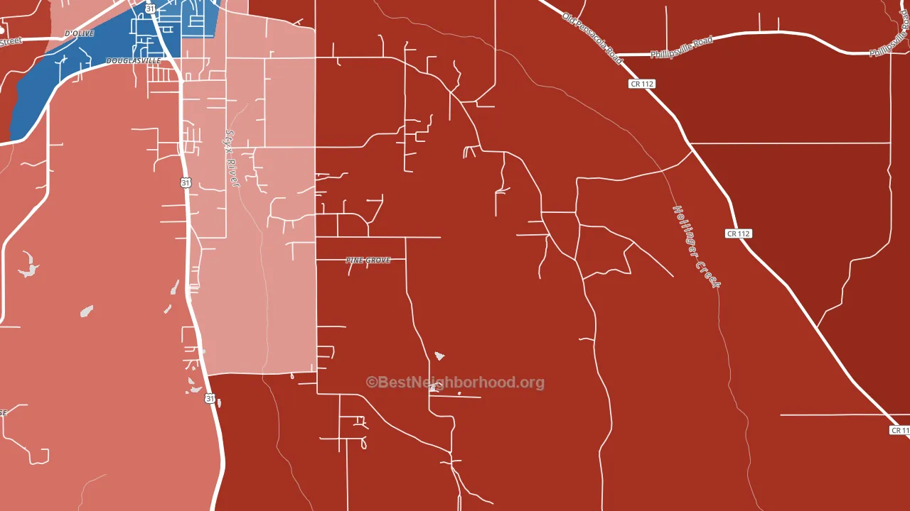 Blacksher, AL block-group political-lean map