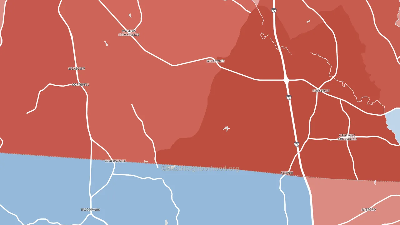 Blackstock, SC block-group political-lean map