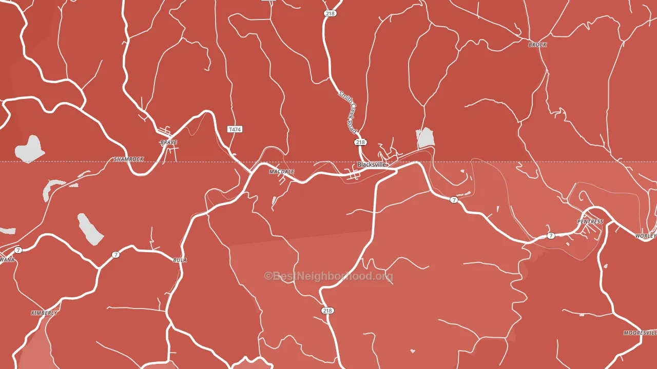 Blacksville, WV block-group political-lean map
