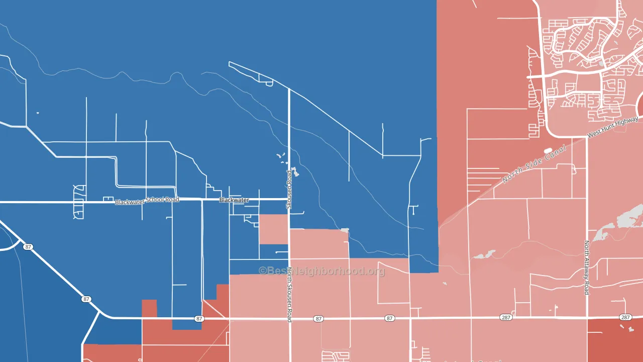 Blackwater, AZ block-group political-lean map