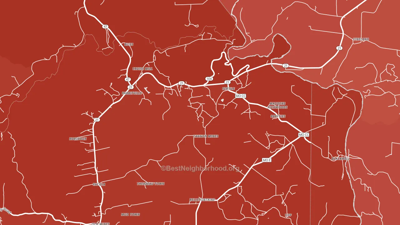 Blackwell, MO block-group political-lean map