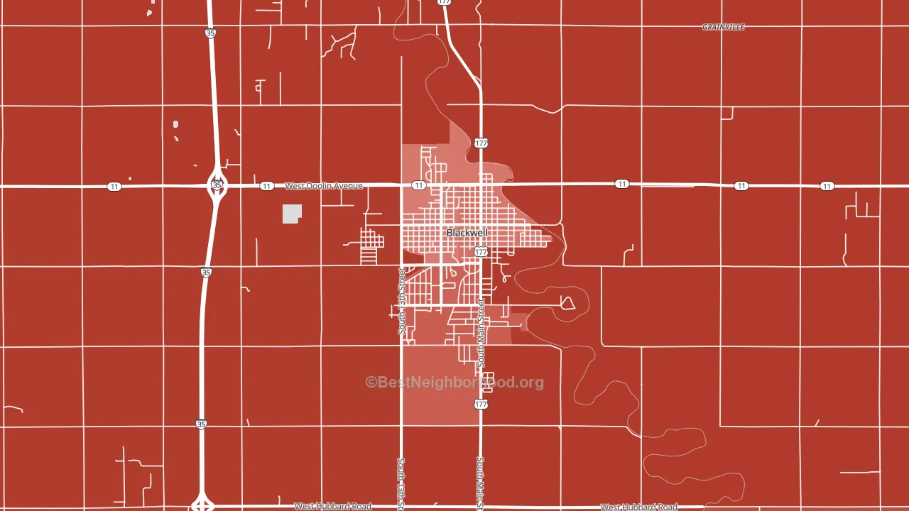 Blackwell, OK block-group political-lean map