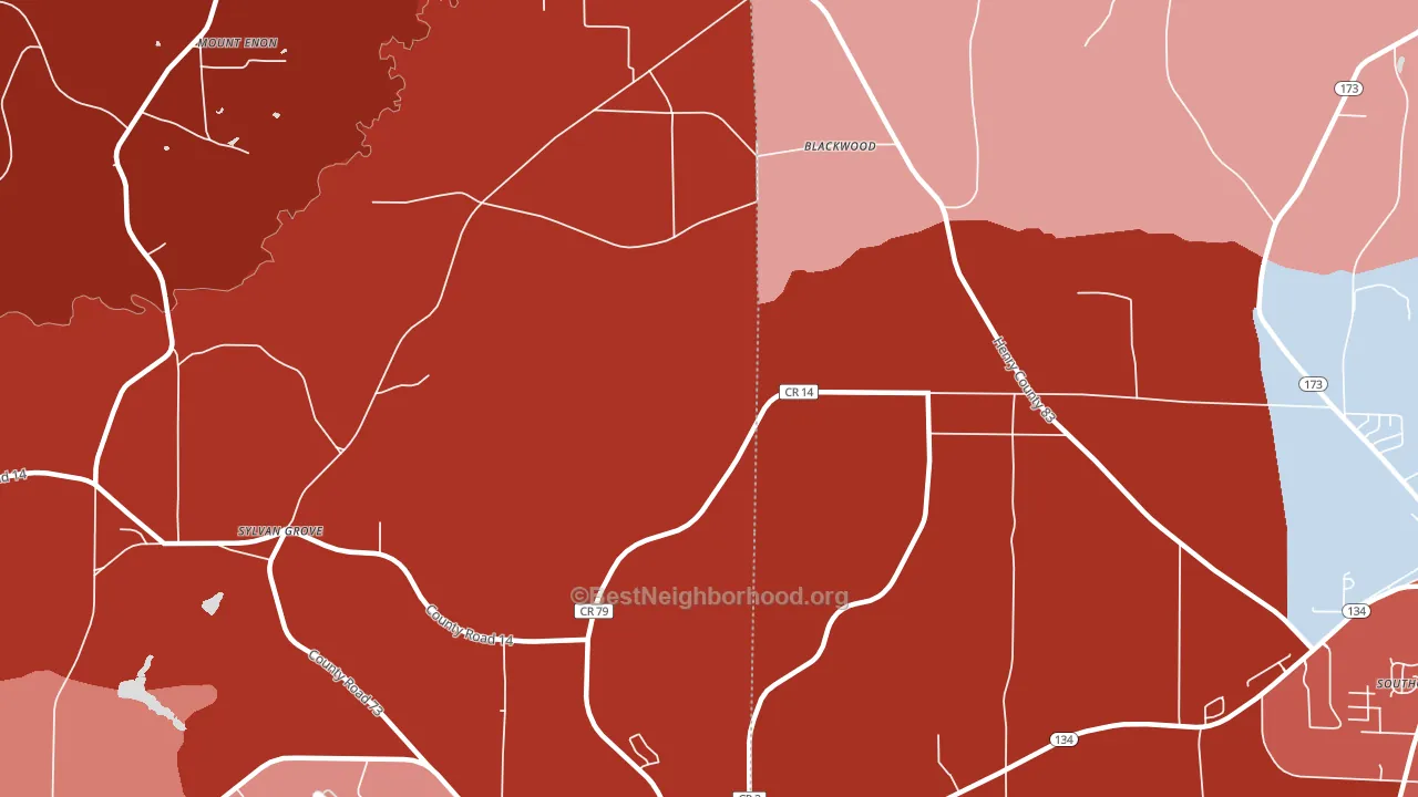 Blackwood, AL block-group political-lean map
