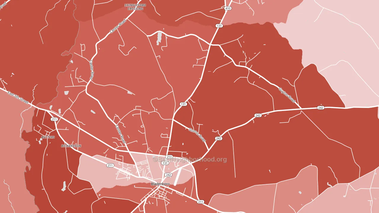 Bladenboro, NC block-group political-lean map