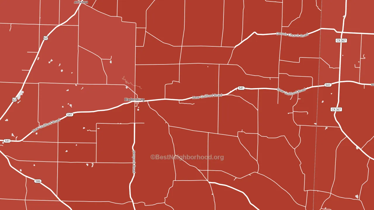 Bladensburg, OH block-group political-lean map