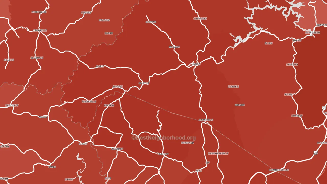 Blaine, KY block-group political-lean map