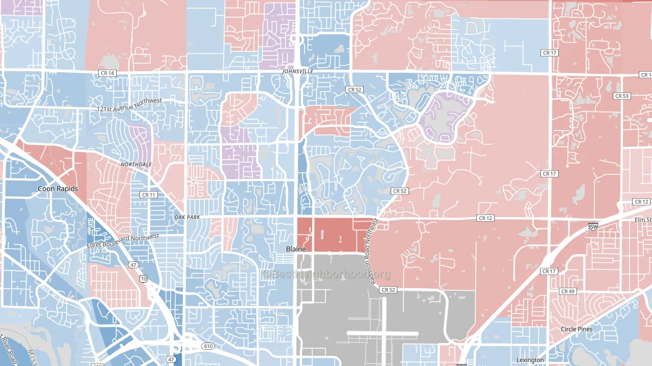 Blaine, MN block-group political-lean map