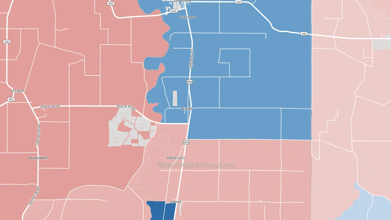 Blaine, MS block-group political-lean map