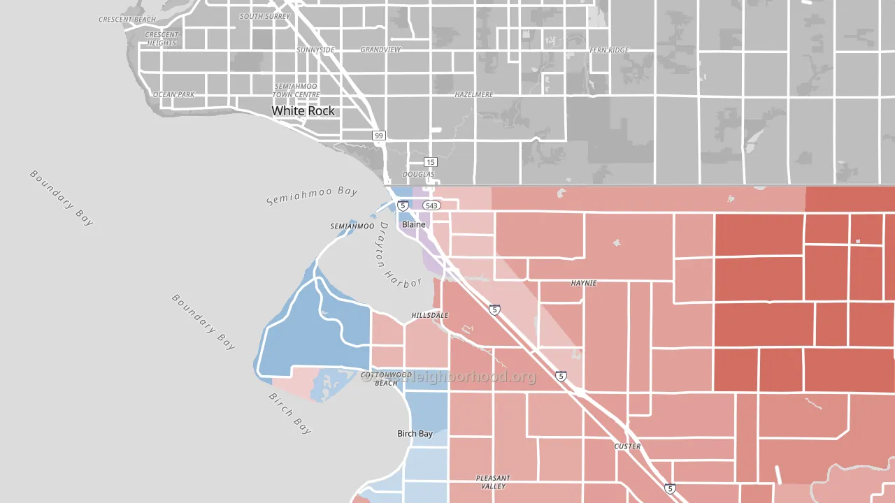 Blaine, WA block-group political-lean map