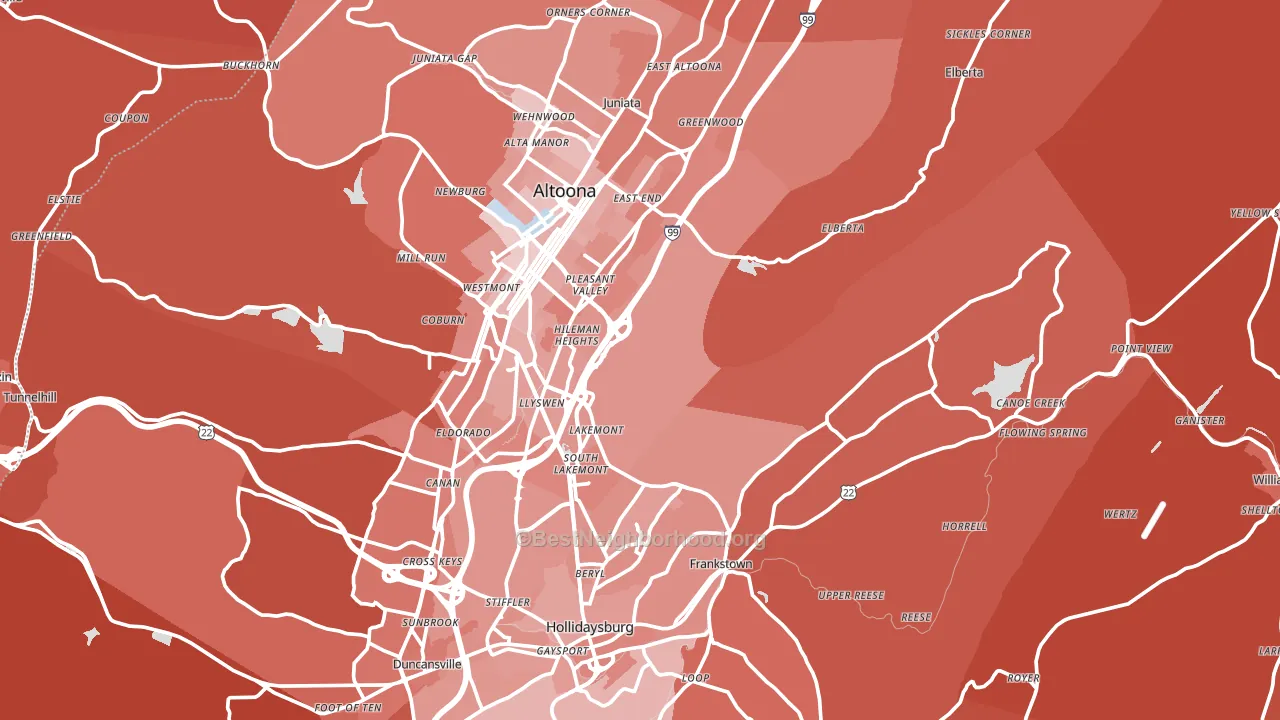 Blair County, PA block-group political-lean map