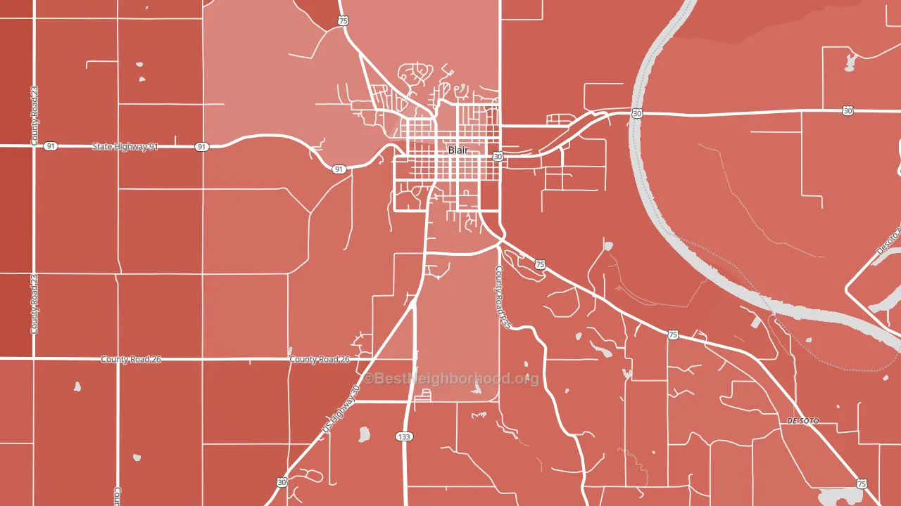 Blair, NE block-group political-lean map