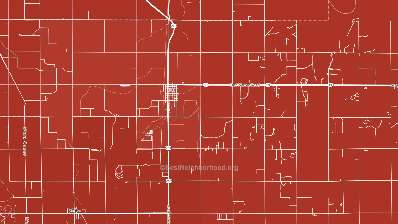 Blair, OK block-group political-lean map