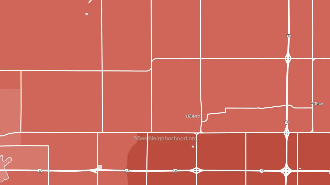 Blairsburg, IA block-group political-lean map