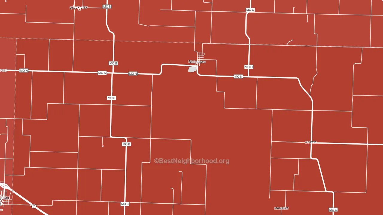 Blairstown, MO block-group political-lean map