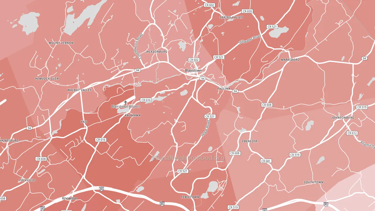 Blairstown, NJ block-group political-lean map