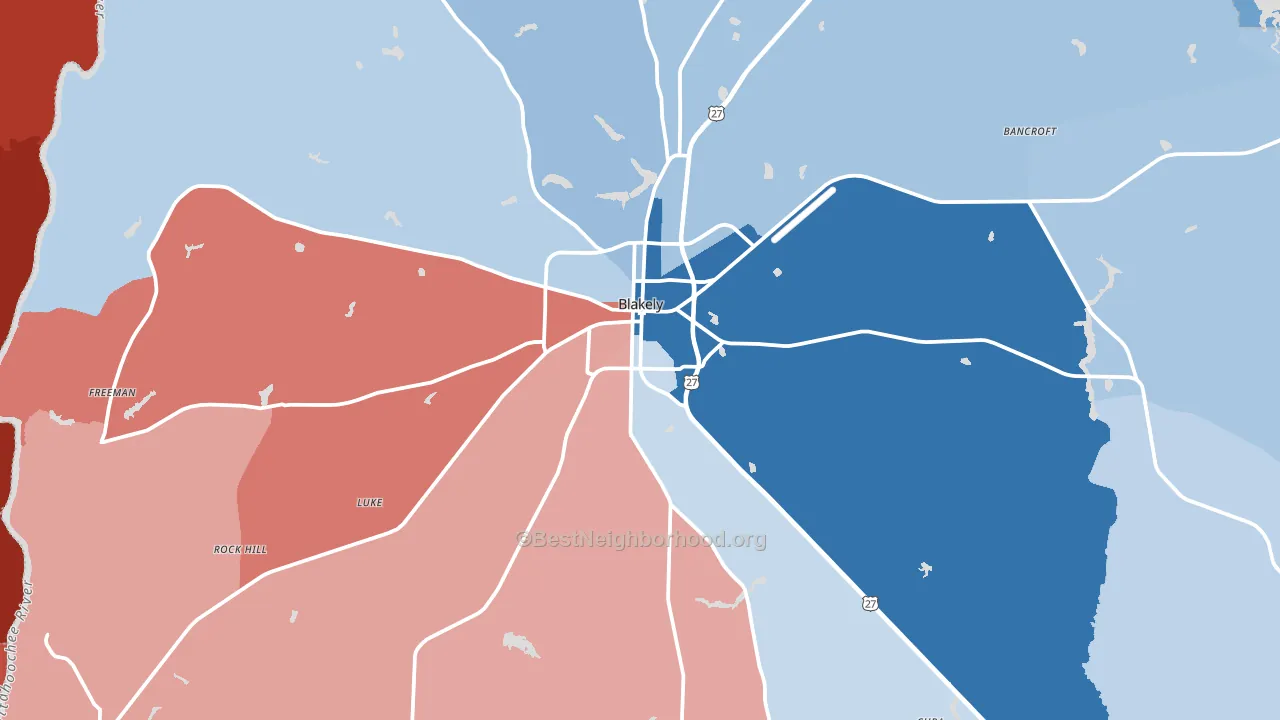 Blakely, GA block-group political-lean map
