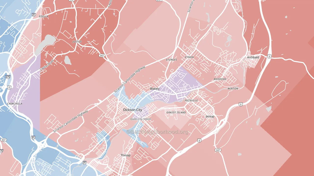 Blakely, PA block-group political-lean map