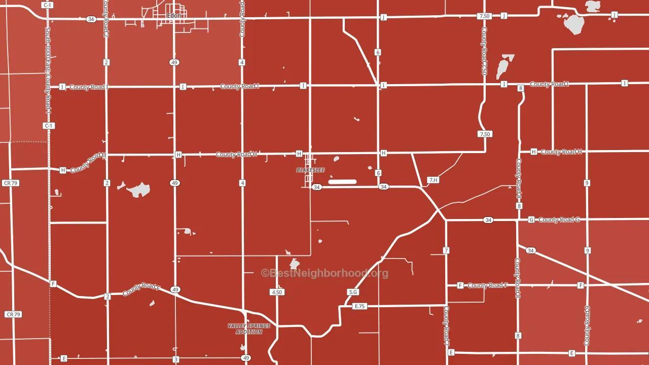 Blakeslee, OH block-group political-lean map