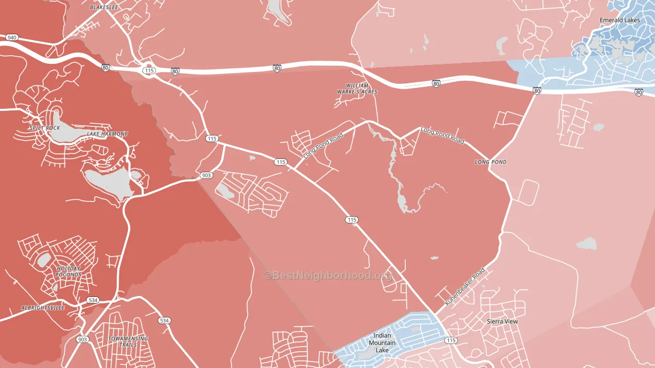 Blakeslee, PA block-group political-lean map