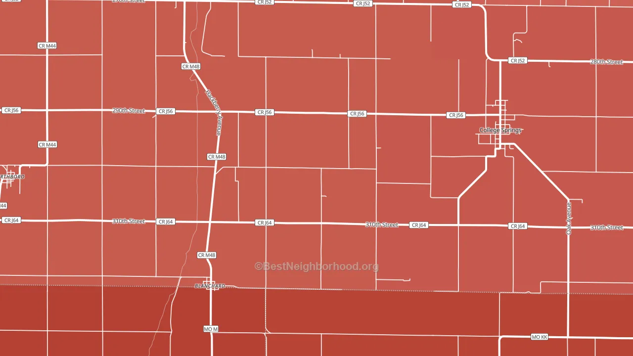 Blanchard, IA block-group political-lean map