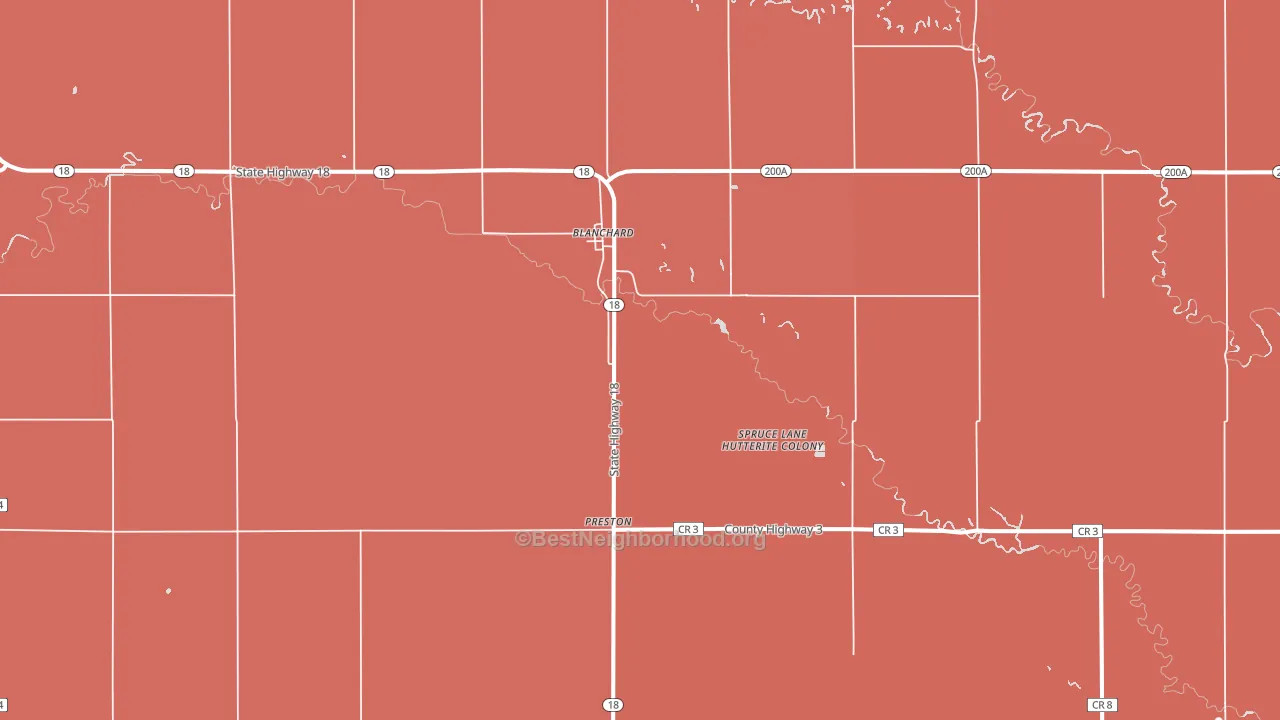 Blanchard, ND block-group political-lean map