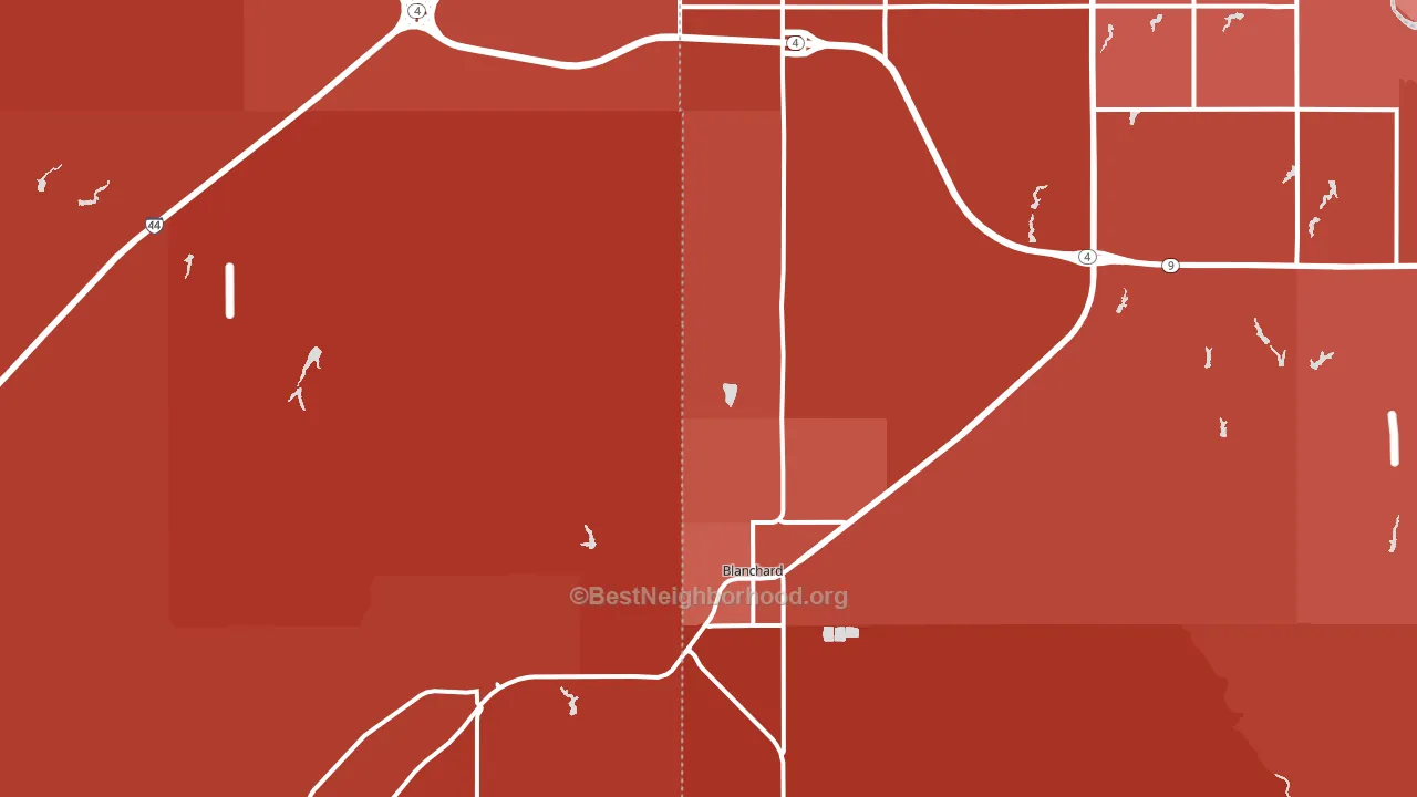 Blanchard, OK block-group political-lean map
