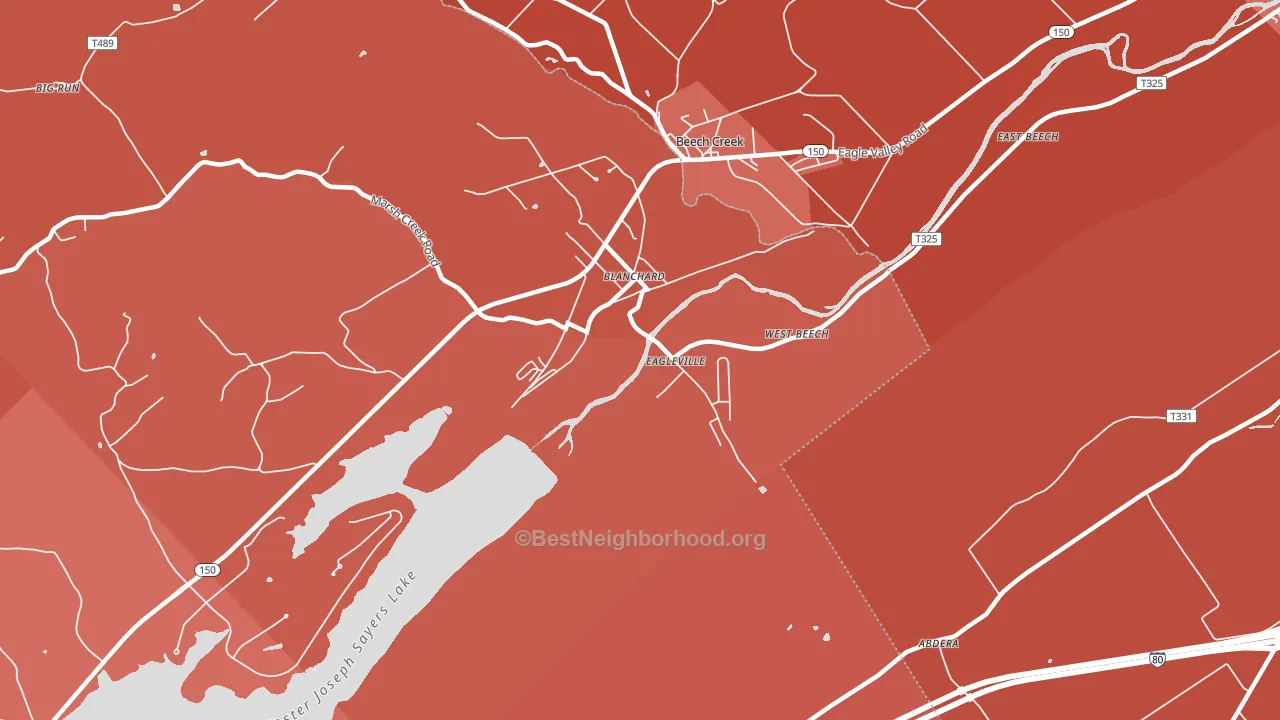 Blanchard, PA block-group political-lean map