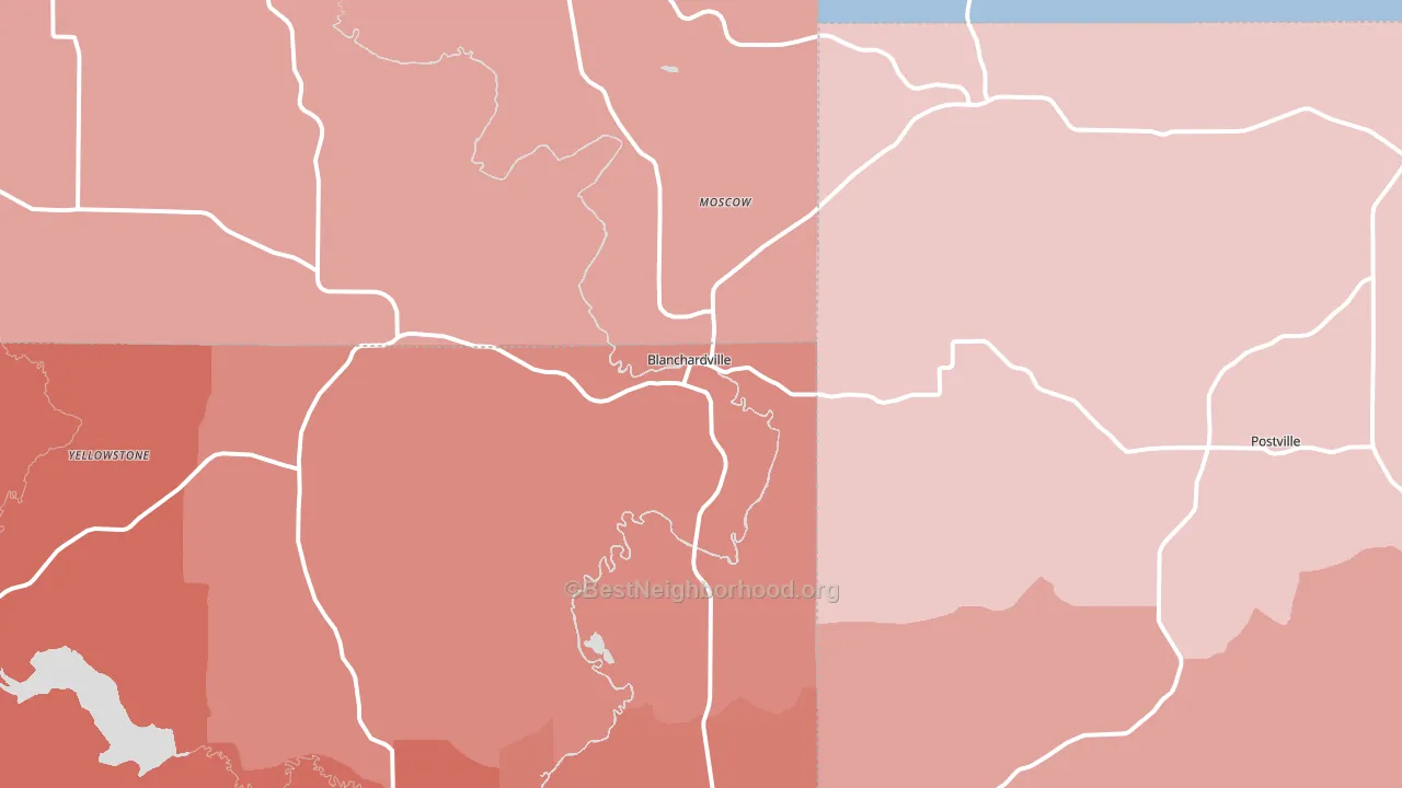 Blanchardville, WI block-group political-lean map